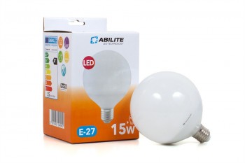 ŻARÓWKA ABILITE E27 "KULA MLECZNA" B.CIEPŁY 15W/230V 1050lm kąt św. 250° (RETRO) G120